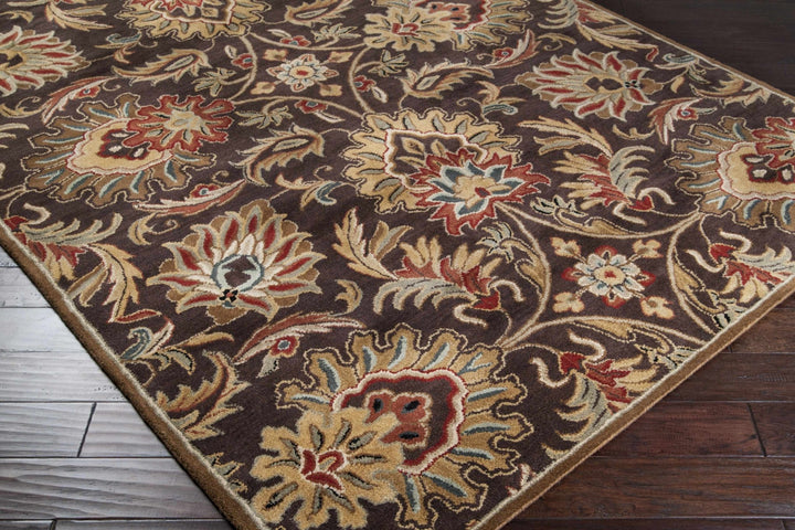 Wrens Traditional Floral Design Hand Tufted Brown Wool Rug - The Rug Decor