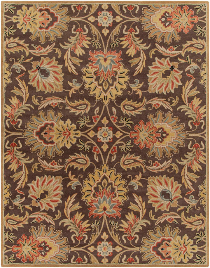 Wrens Traditional Floral Design Hand Tufted Brown Wool Rug - The Rug Decor