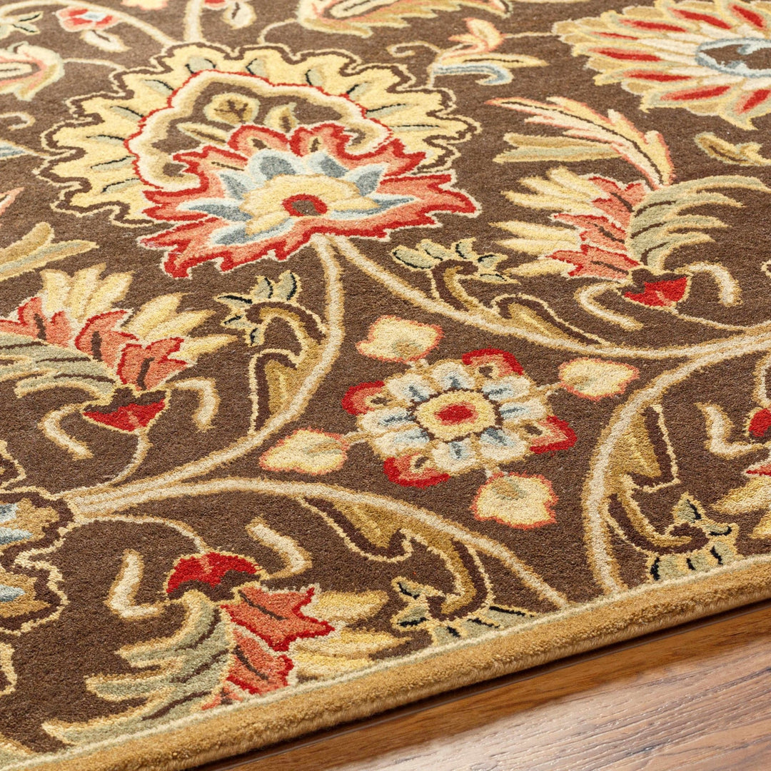 Wrens Traditional Floral Design Hand Tufted Brown Wool Rug - The Rug Decor