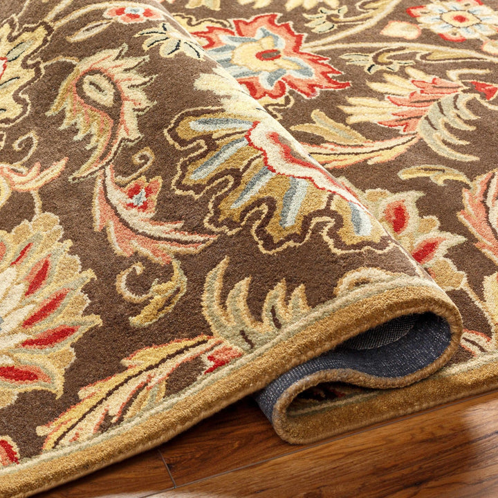 Wrens Traditional Floral Design Hand Tufted Brown Wool Rug - The Rug Decor