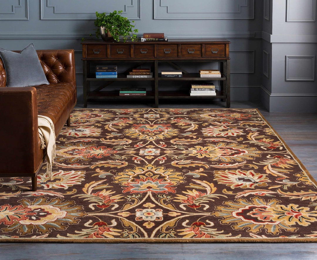 Wrens Traditional Floral Design Hand Tufted Brown Wool Rug - The Rug Decor