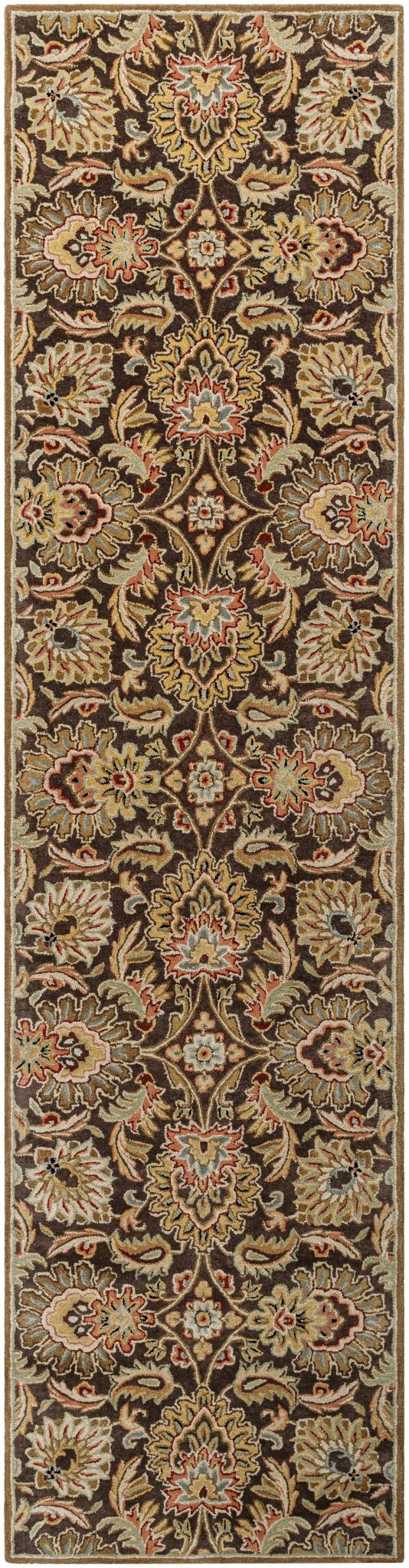 Wrens Traditional Floral Design Hand Tufted Brown Wool Rug - The Rug Decor