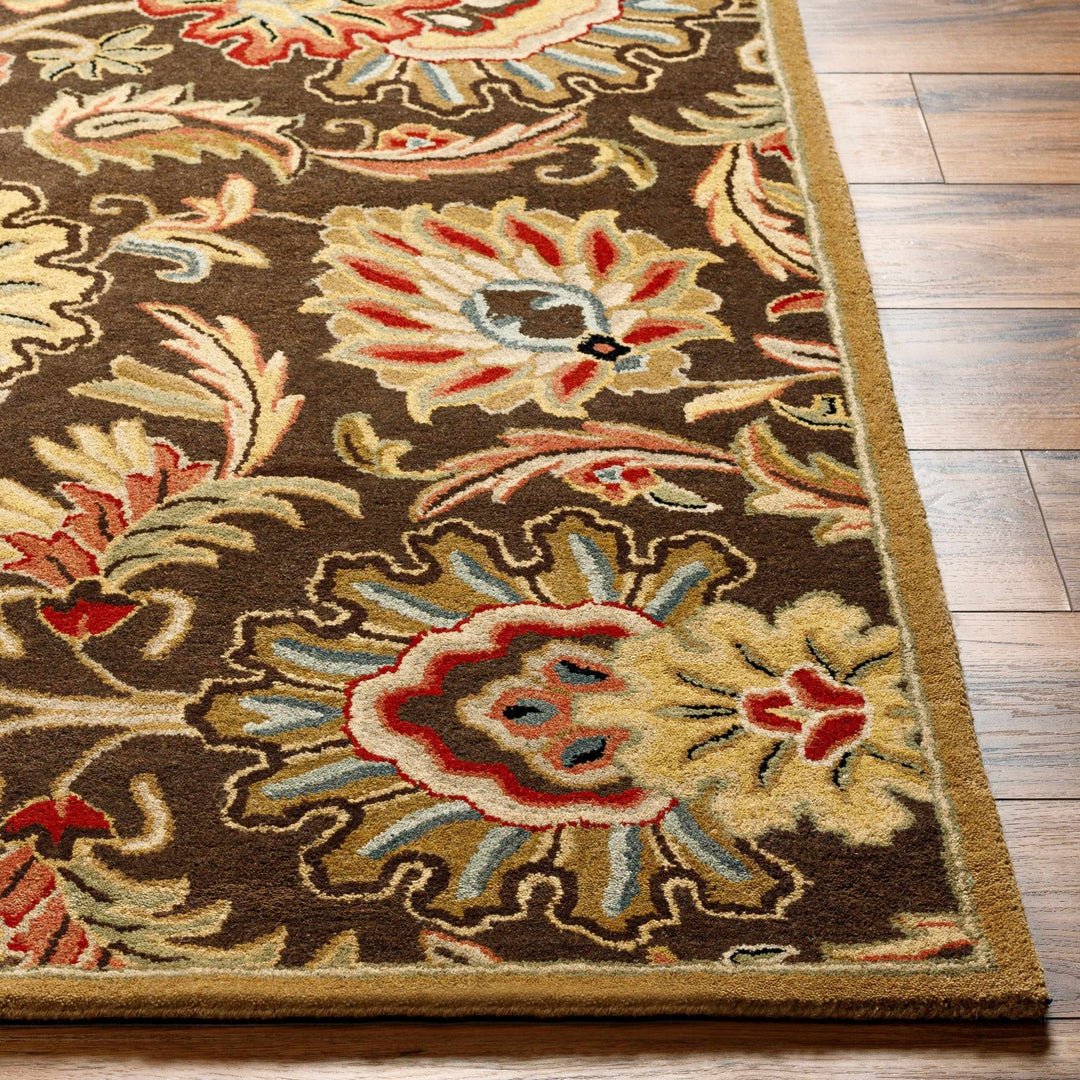 Wrens Traditional Floral Design Hand Tufted Brown Wool Rug - The Rug Decor
