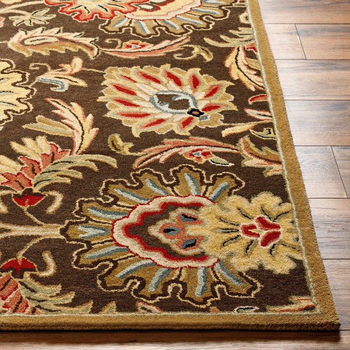 Wrens Traditional Floral Design Hand Tufted Brown Wool Rug - The Rug Decor