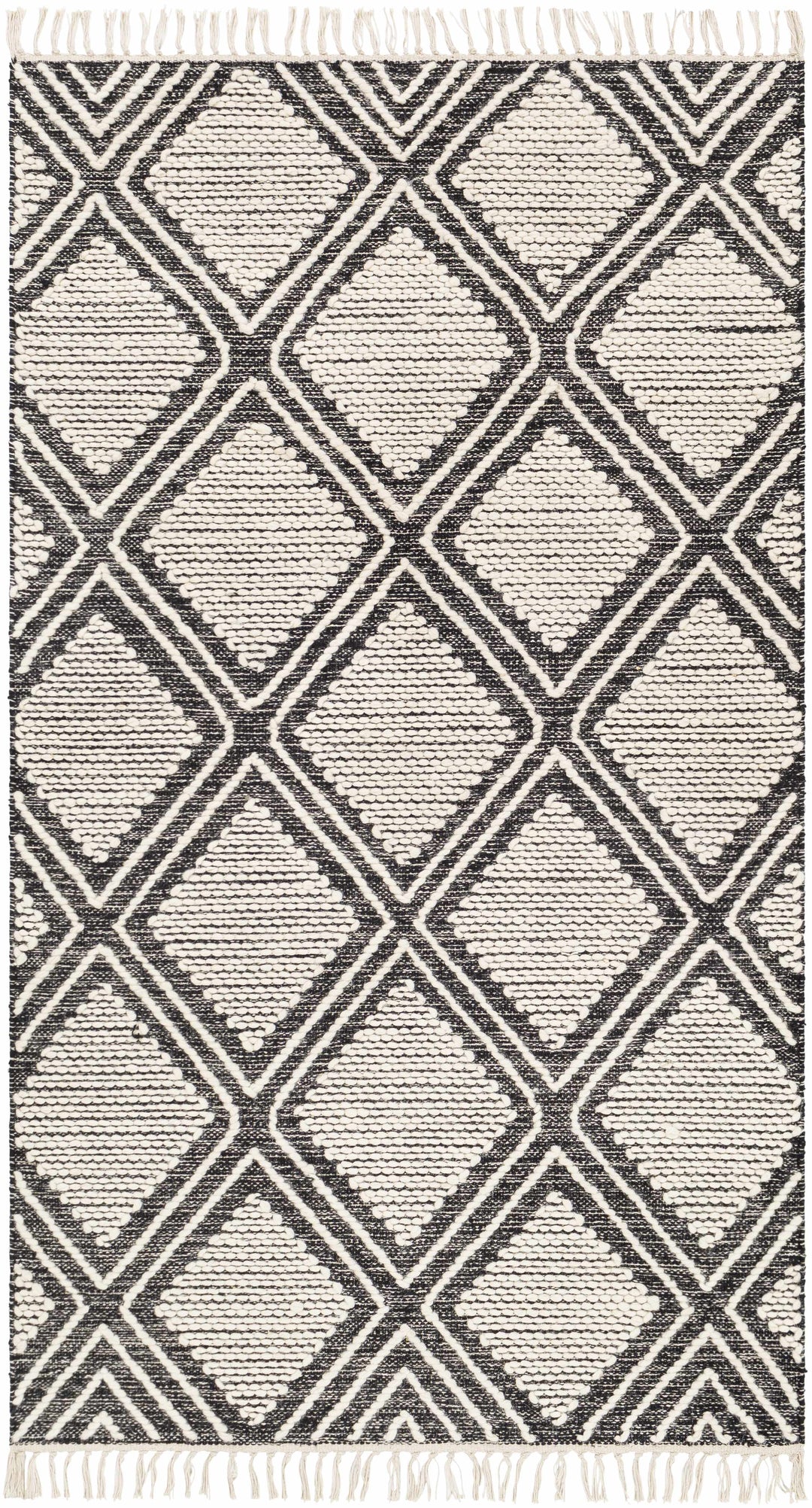 Wausa Modern Geometrical Ivory And Black Area Rug