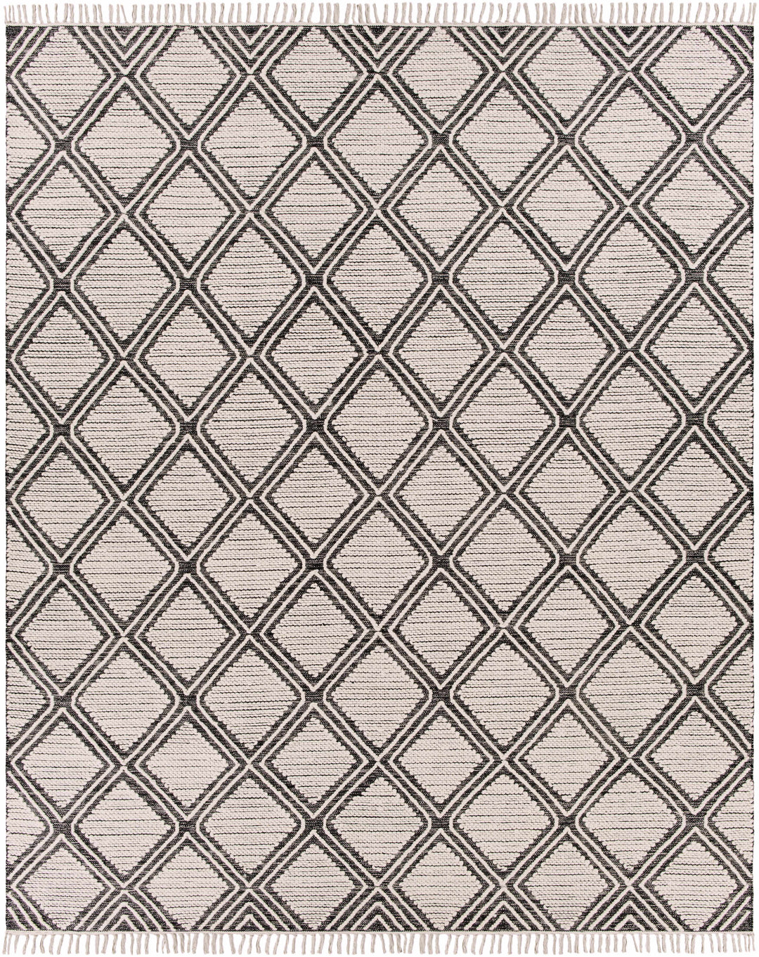 Wausa Modern Geometrical Ivory And Black Area Rug