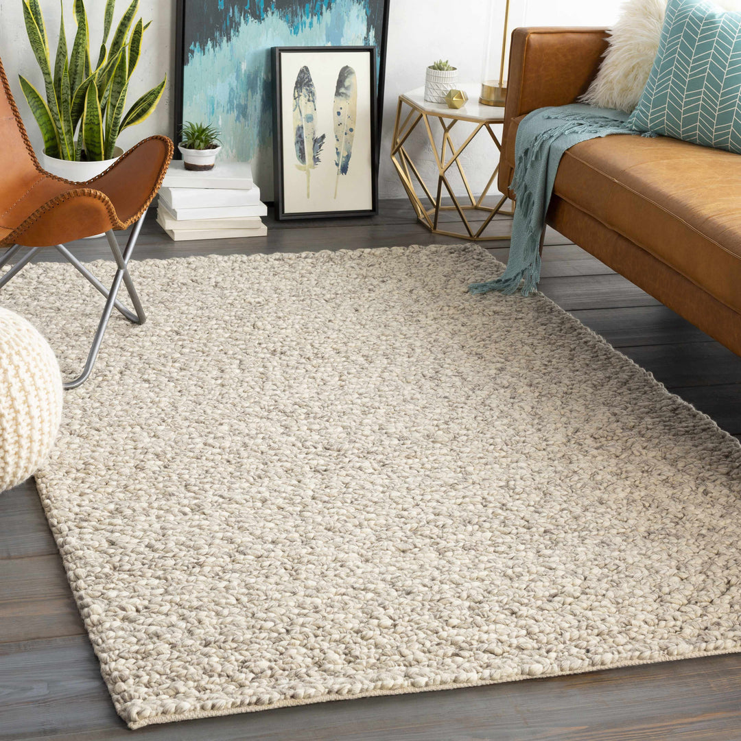 Wurtland Modern Style Beige Hand Woven Wool Area Rug