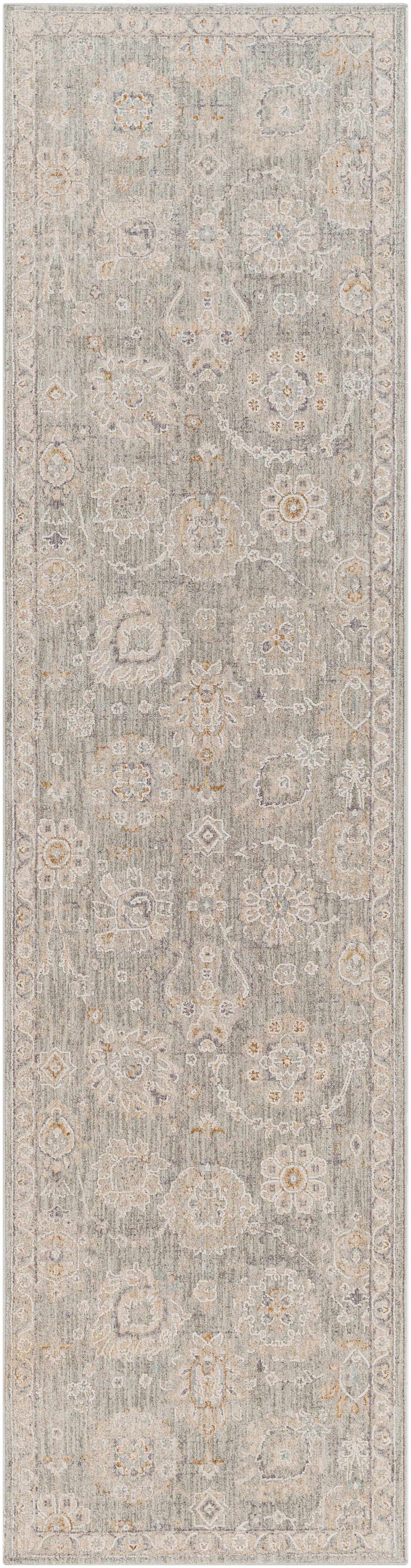 Wurtulla Gray And Beige Traditional Floral Design Rug