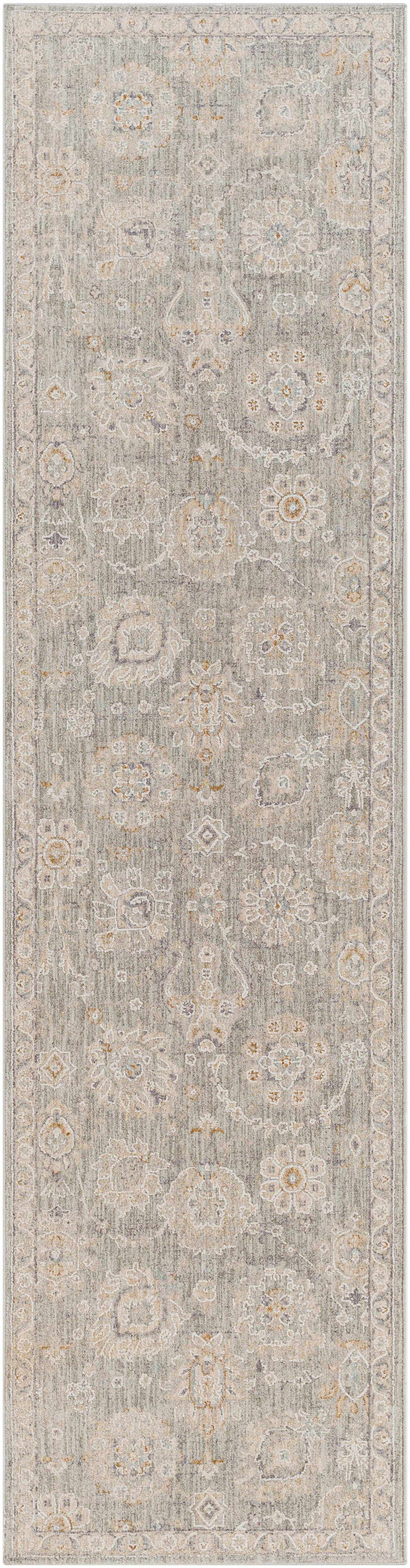 Wurtulla Gray And Beige Traditional Floral Design Rug