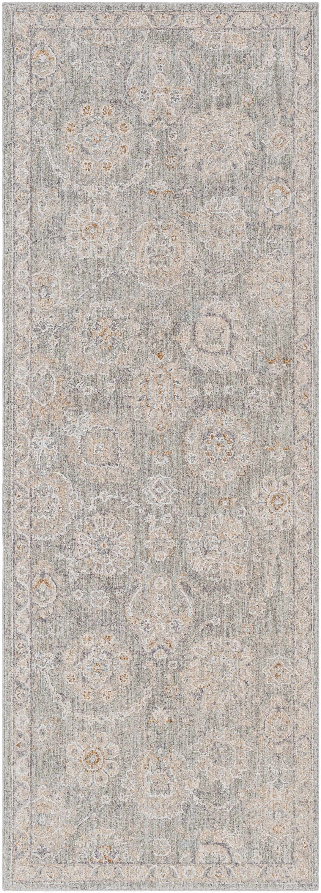 Wurtulla Gray And Beige Traditional Floral Design Rug
