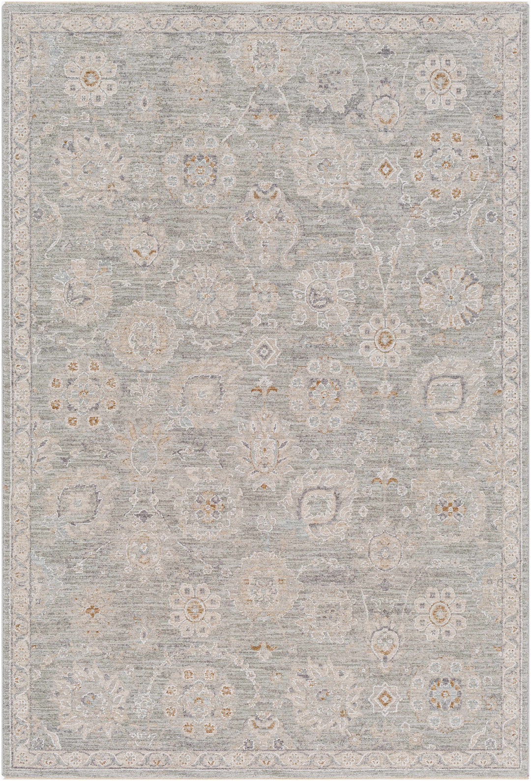 Wurtulla Gray And Beige Traditional Floral Design Rug