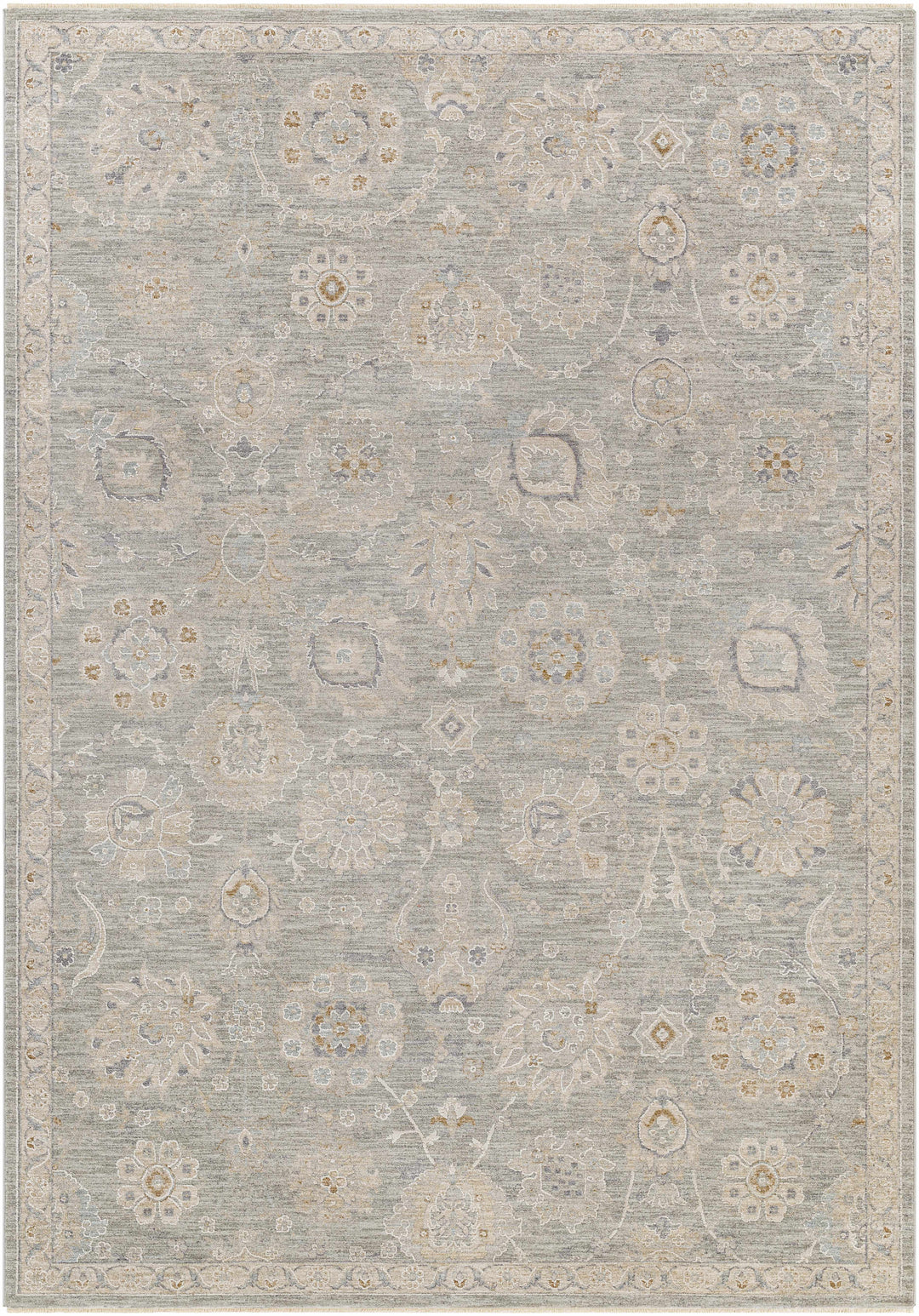 Wurtulla Gray And Beige Traditional Floral Design Rug