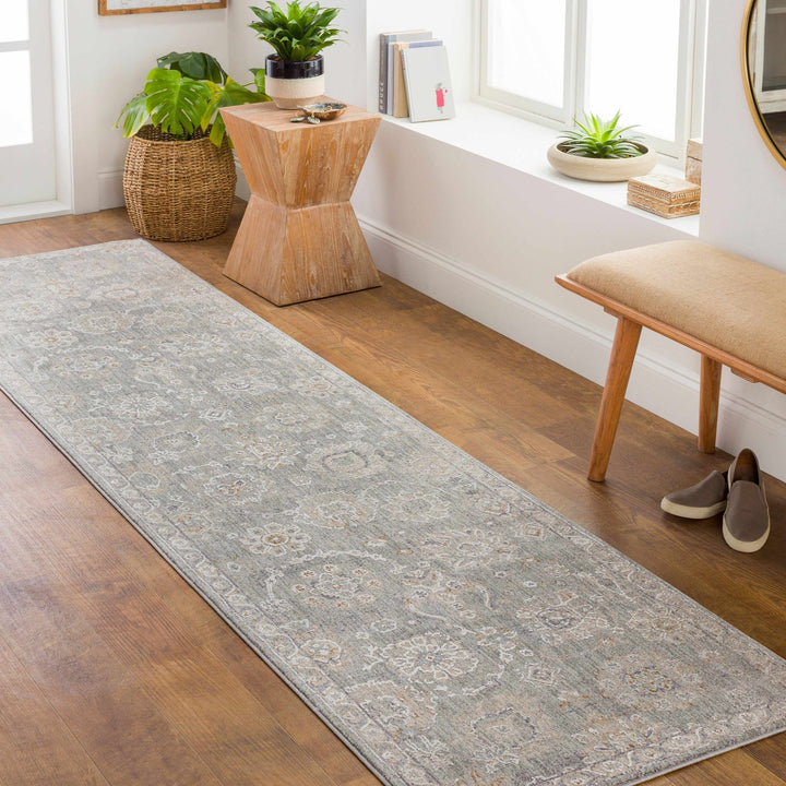 Wurtulla Gray And Beige Traditional Floral Design Rug - The Rug Decor