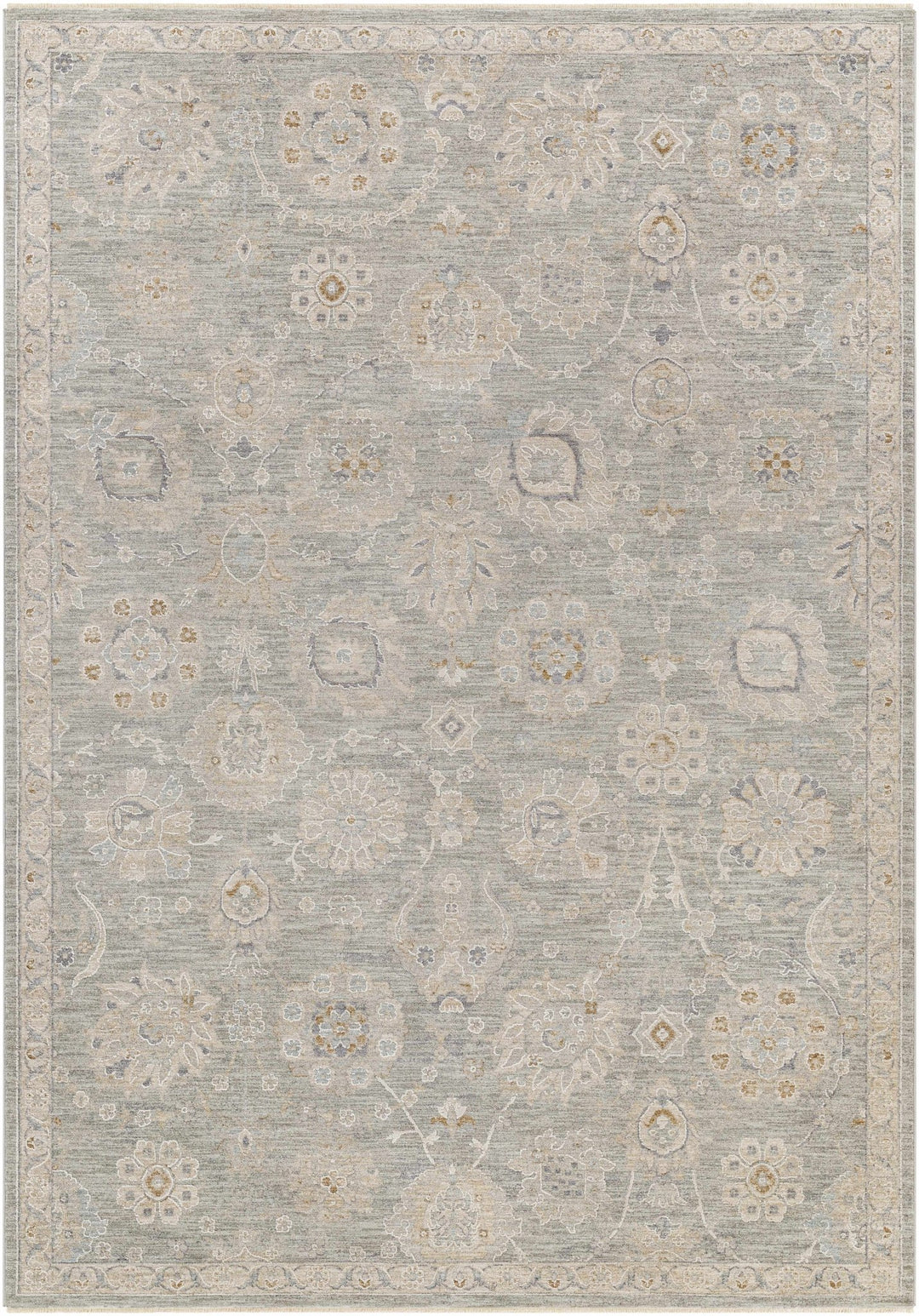 Wurtulla Gray And Beige Traditional Floral Design Rug - The Rug Decor