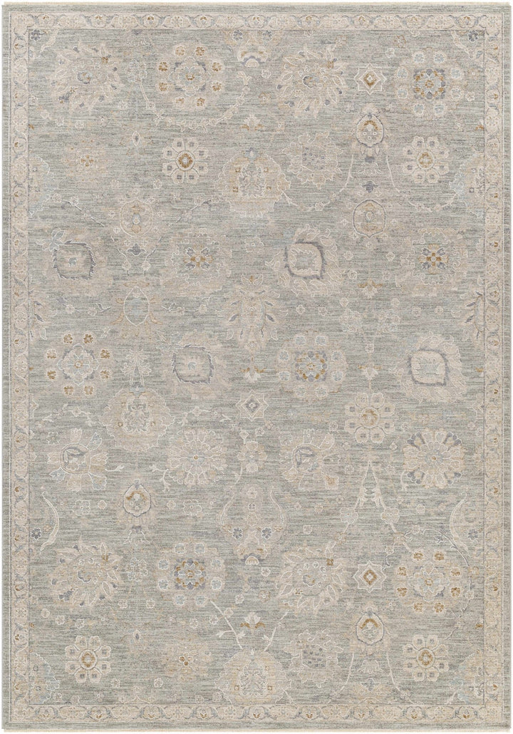 Wurtulla Gray And Beige Traditional Floral Design Rug - The Rug Decor