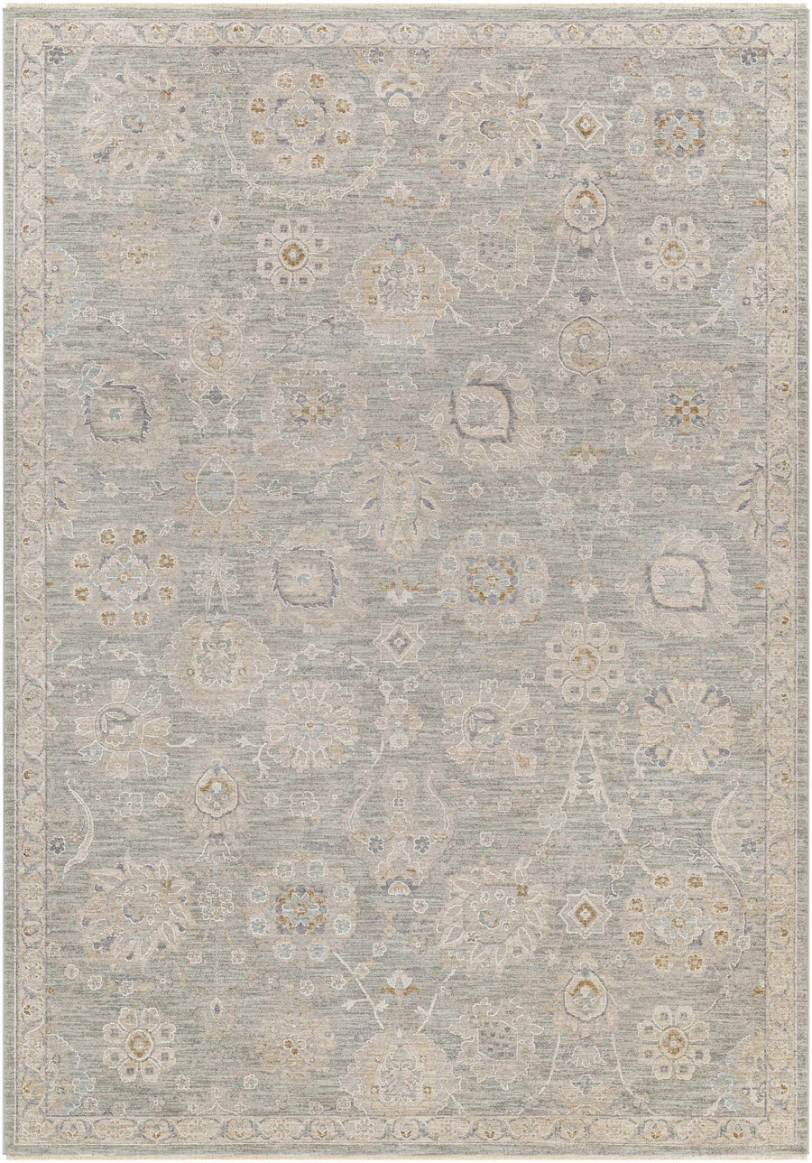 Wurtulla Gray And Beige Traditional Floral Design Rug - The Rug Decor