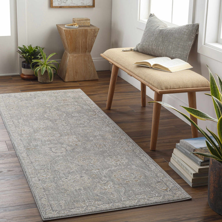 Wurtulla Gray And Beige Traditional Floral Design Rug - The Rug Decor