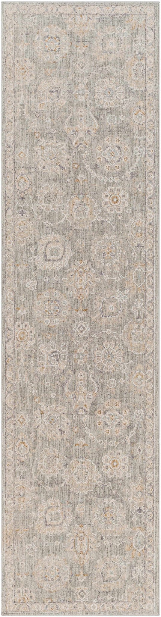 Wurtulla Gray And Beige Traditional Floral Design Rug - The Rug Decor