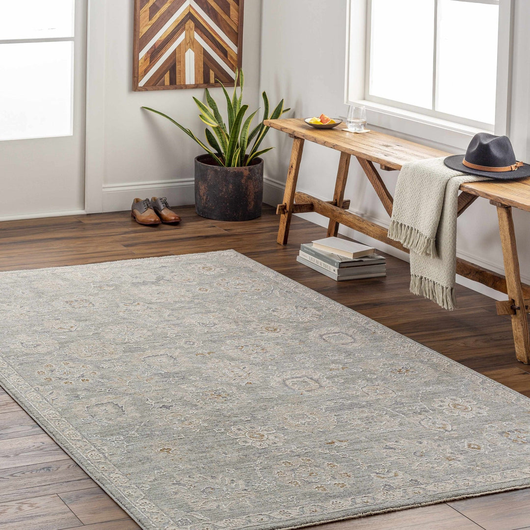Wurtulla Gray And Beige Traditional Floral Design Rug - The Rug Decor