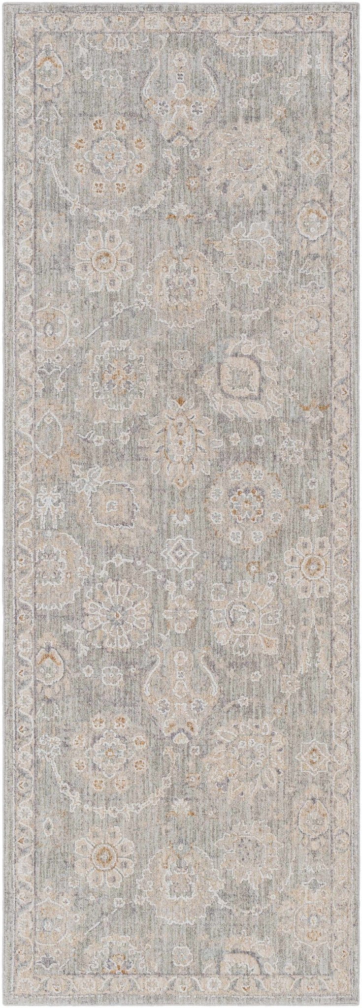 Wurtulla Gray And Beige Traditional Floral Design Rug - The Rug Decor
