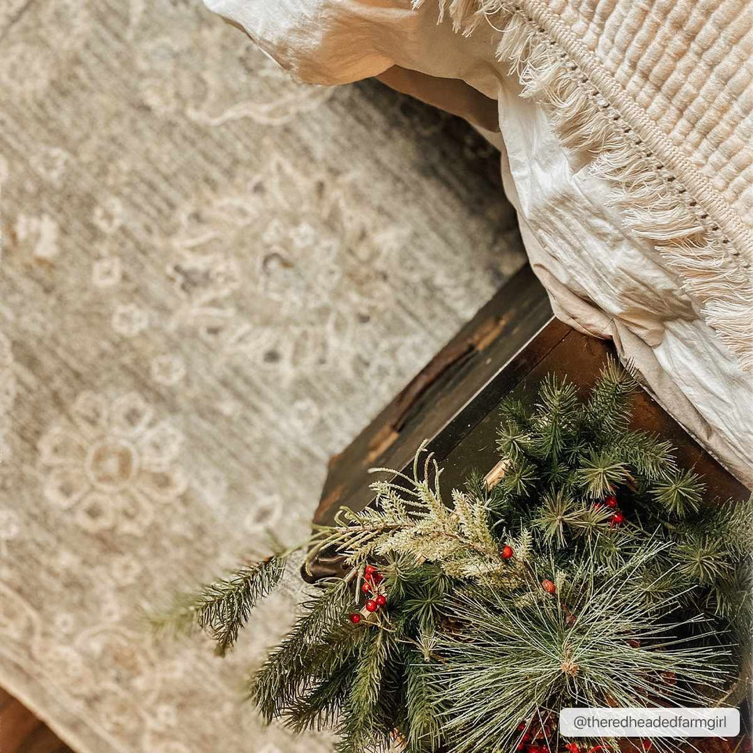 Wurtulla Gray And Beige Traditional Floral Design Rug - The Rug Decor