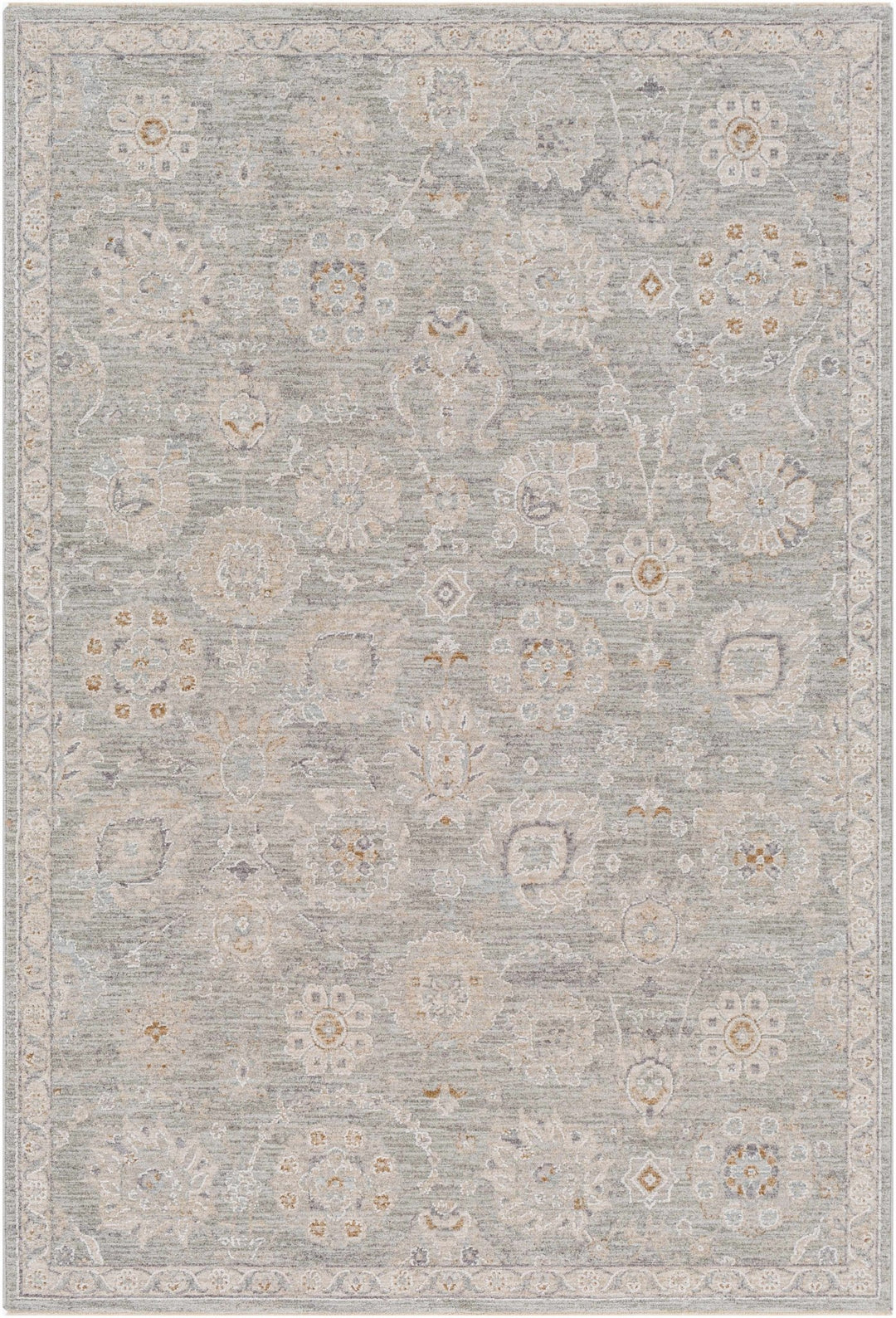Wurtulla Gray And Beige Traditional Floral Design Rug - The Rug Decor