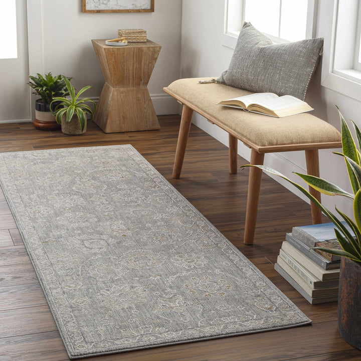 Wurtulla Gray And Beige Traditional Floral Design Rug