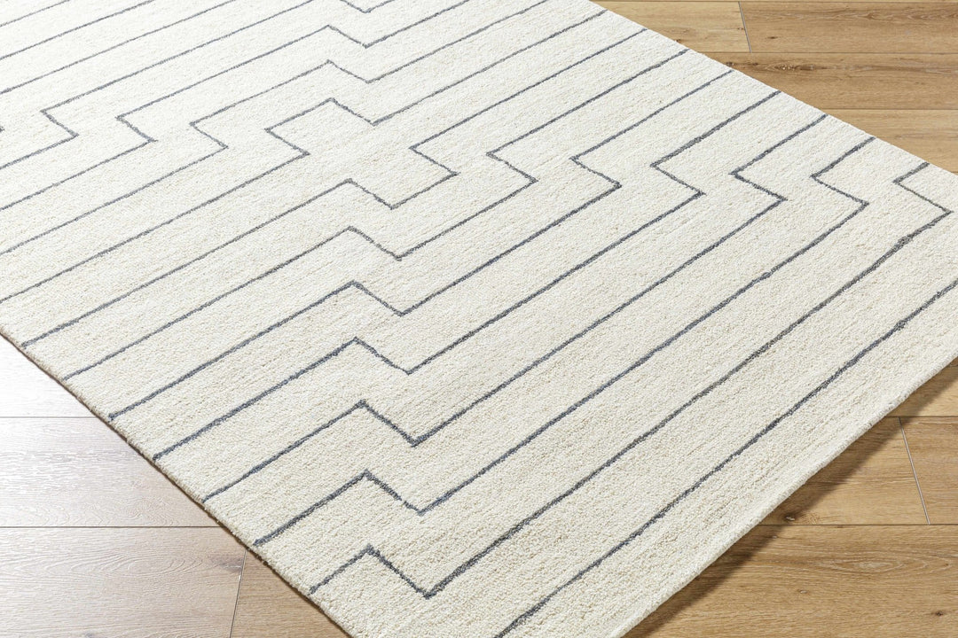 Wyome Ivory And Charcoal Contemporary Geometrical Design Rug - The Rug Decor