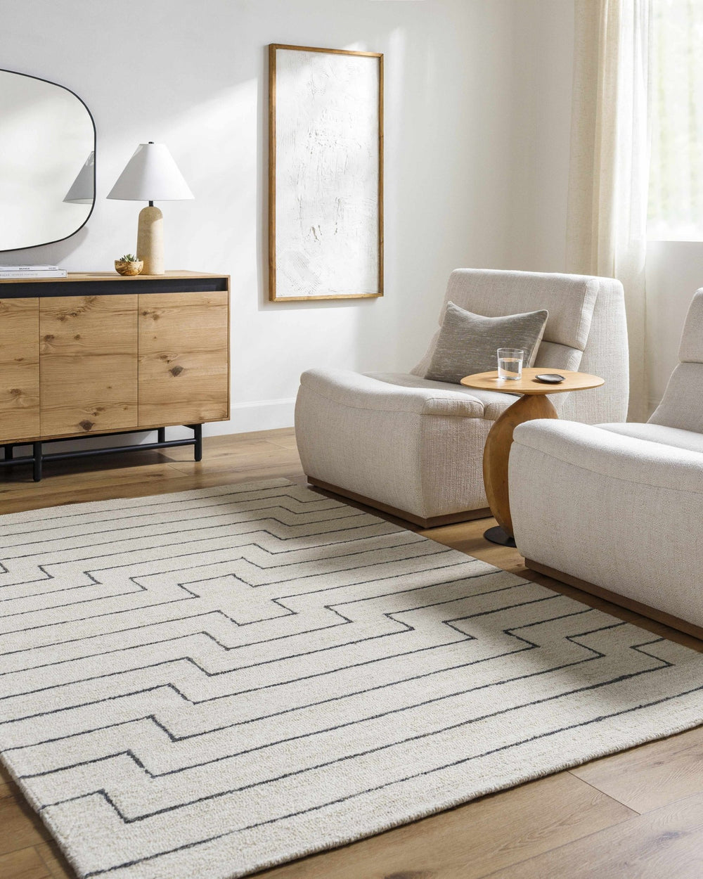 Wyome Ivory And Charcoal Contemporary Geometrical Design Rug - The Rug Decor