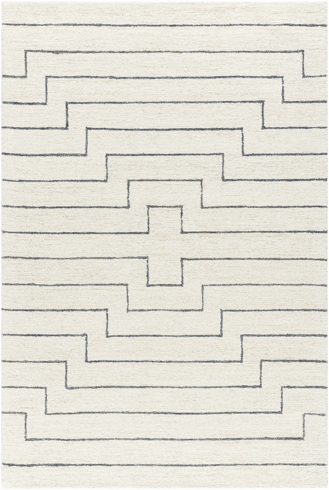Wyome Ivory And Charcoal Contemporary Geometrical Design Rug - The Rug Decor