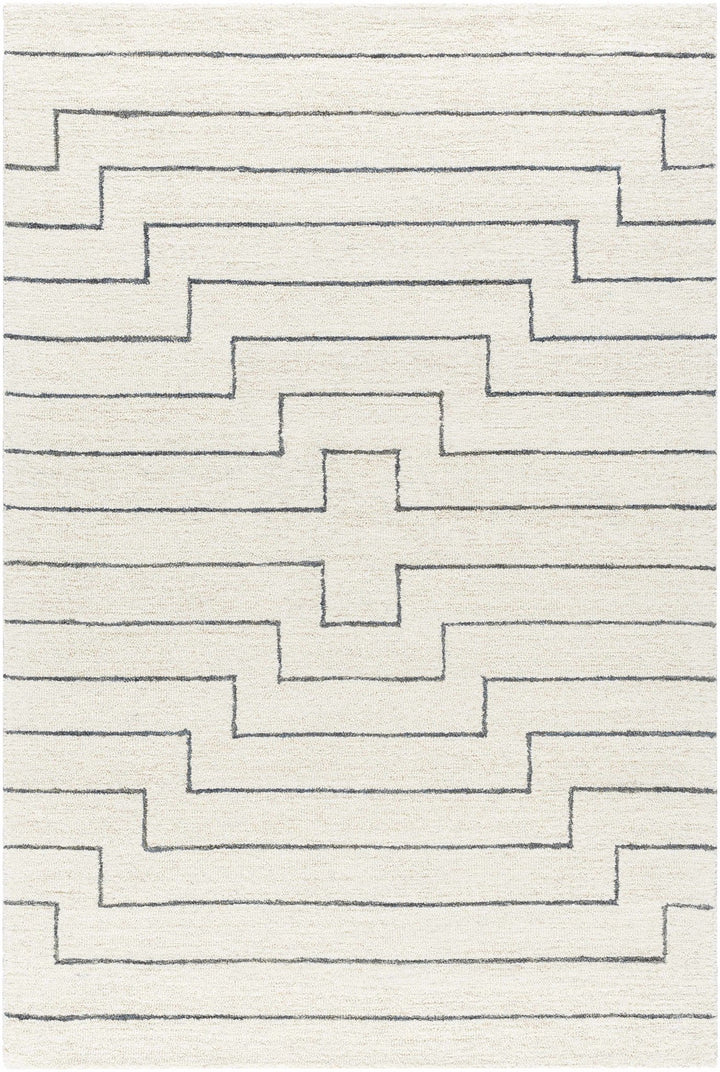 Wyome Ivory And Charcoal Contemporary Geometrical Design Rug - The Rug Decor