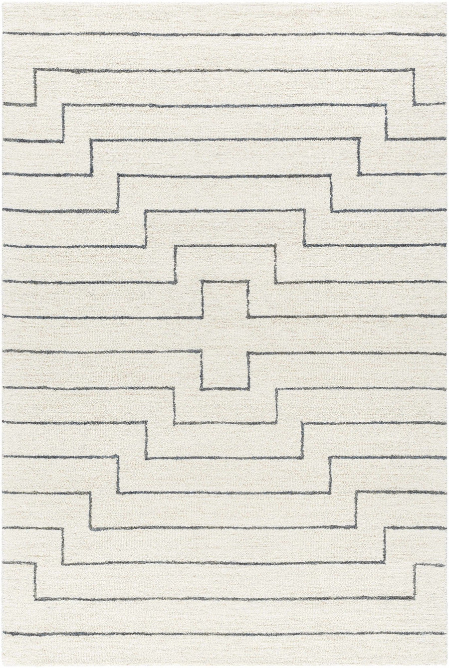Wyome Ivory And Charcoal Contemporary Geometrical Design Rug - The Rug Decor