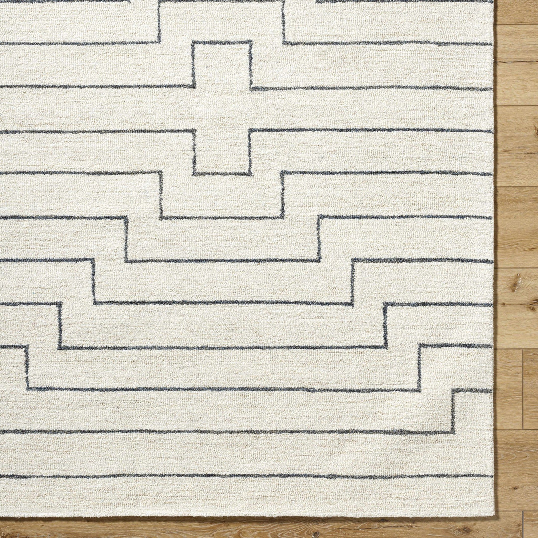 Wyome Ivory And Charcoal Contemporary Geometrical Design Rug - The Rug Decor