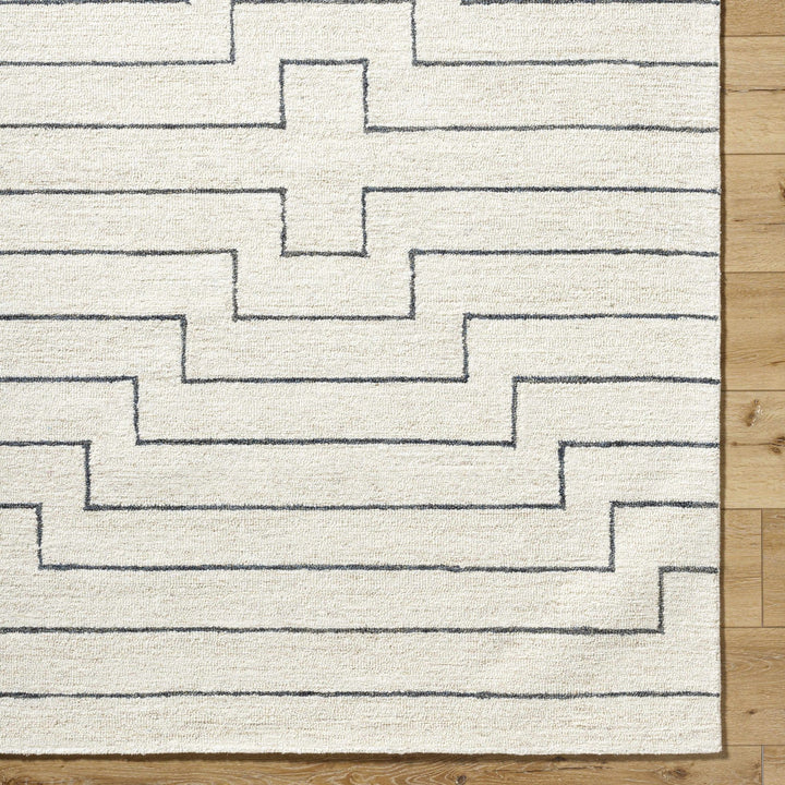 Wyome Ivory And Charcoal Contemporary Geometrical Design Rug - The Rug Decor