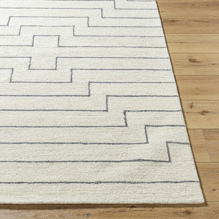 Wyome Ivory And Charcoal Contemporary Geometrical Design Rug - The Rug Decor