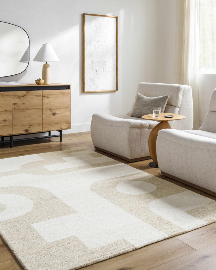 Xaila Contemporary Style Ivory And Beige Area Rug - The Rug Decor