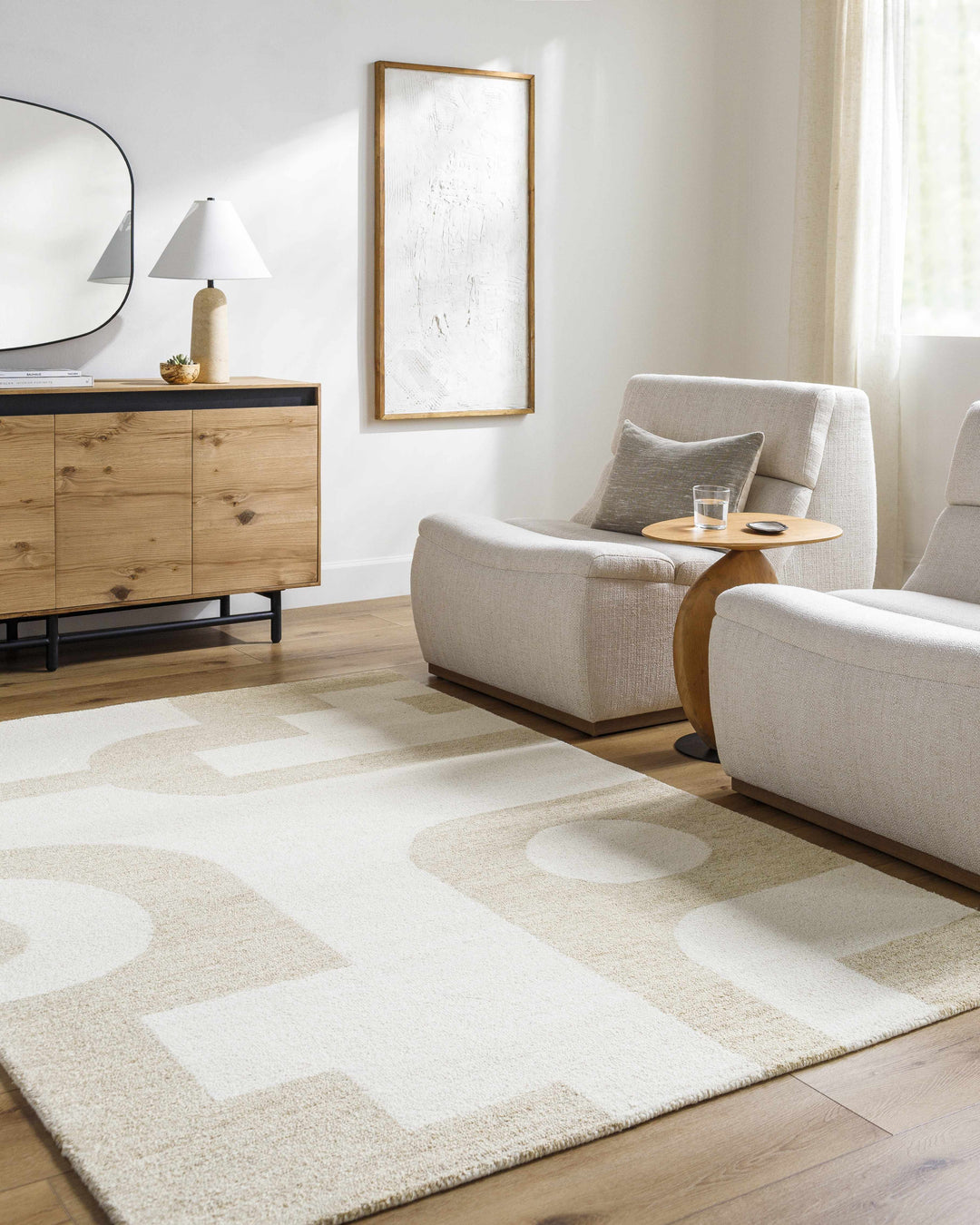 Xaila Contemporary Style Ivory And Beige Area Rug