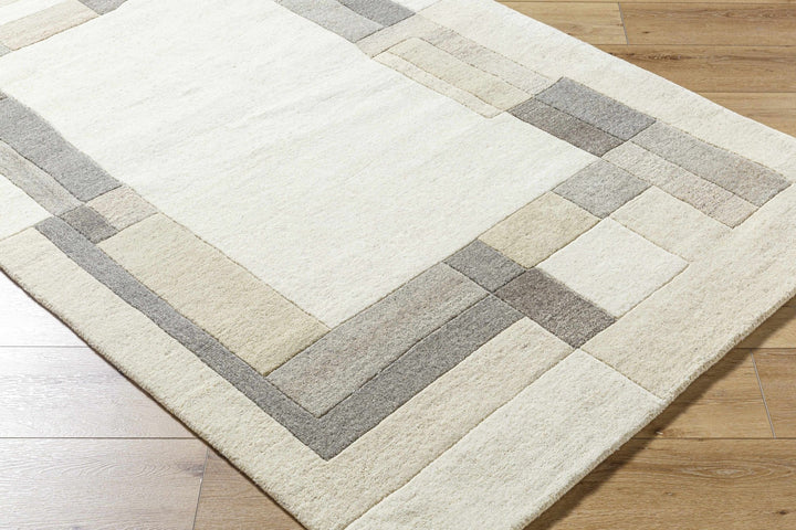 Xylo Contemporary Geometric Design Ivory And Gray Hand Tufted Wool Area Rug - The Rug Decor