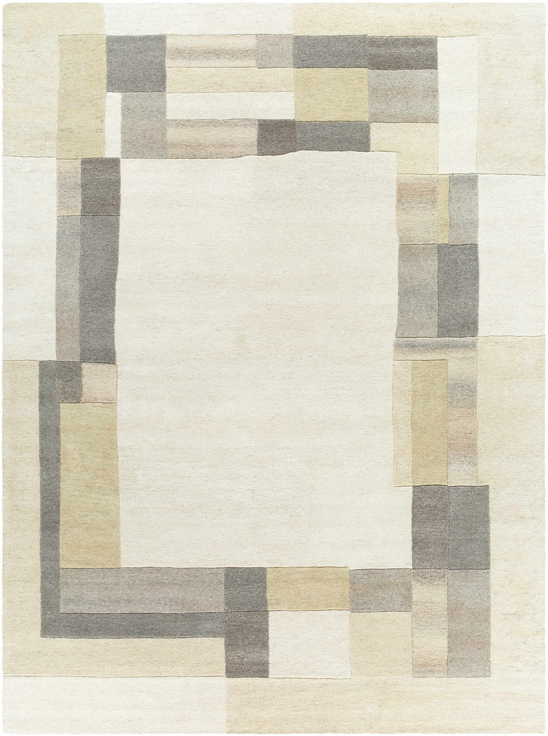 Xylo Contemporary Geometric Design Ivory And Gray Hand Tufted Wool Area Rug - The Rug Decor