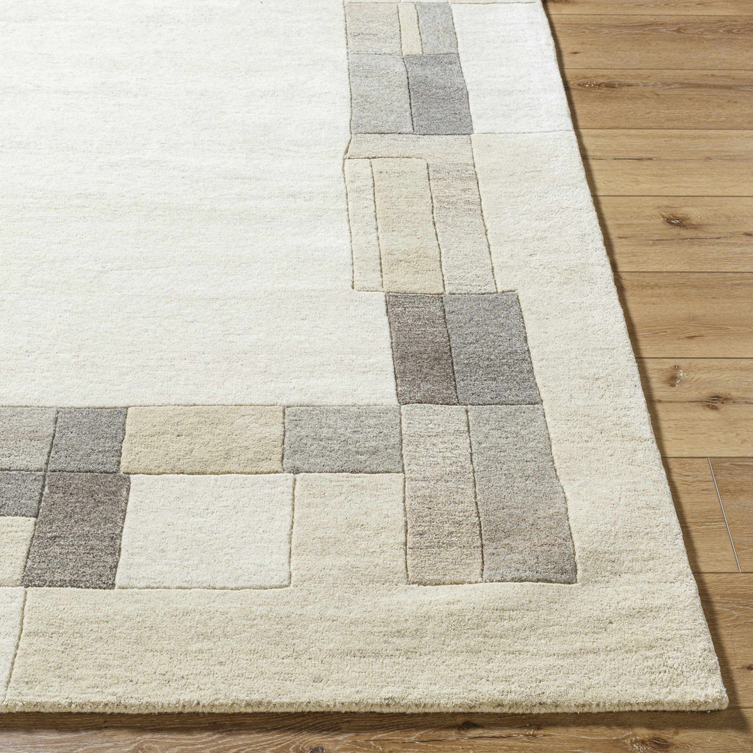 Xylo Contemporary Geometric Design Ivory And Gray Hand Tufted Wool Area Rug - The Rug Decor