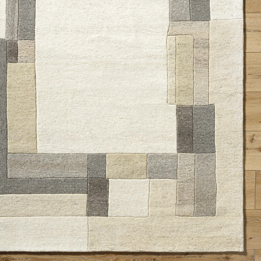 Xylo Contemporary Geometric Design Ivory And Gray Hand Tufted Wool Area Rug - The Rug Decor