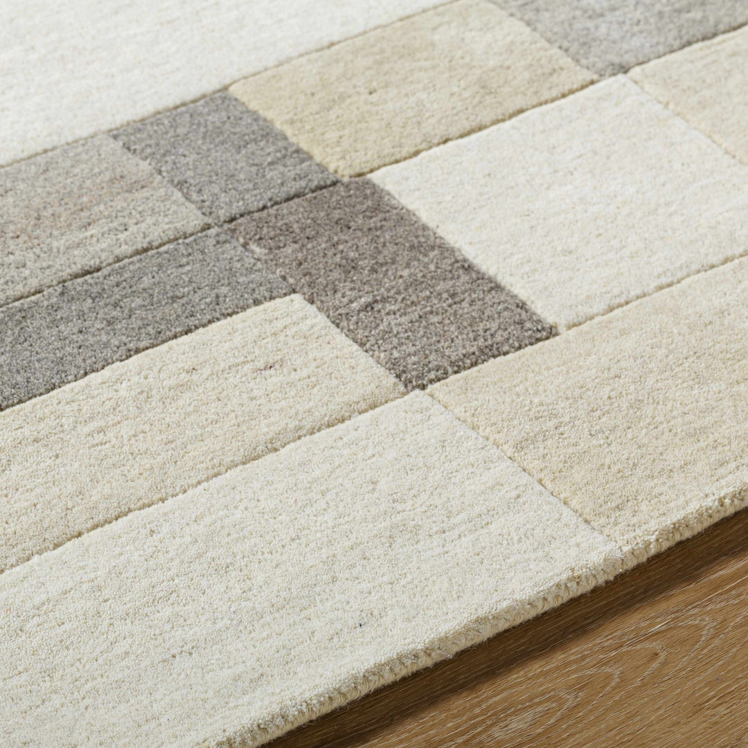 Xylo Contemporary Geometric Design Ivory And Gray Hand Tufted Wool Area Rug - The Rug Decor