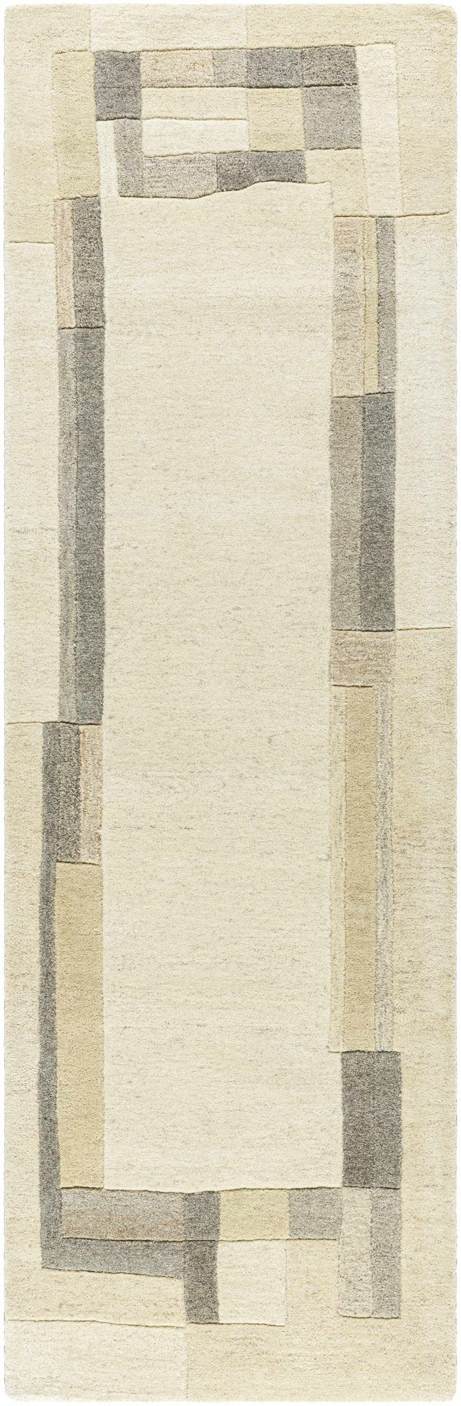 Xylo Contemporary Geometric Design Ivory And Gray Hand Tufted Wool Area Rug - The Rug Decor