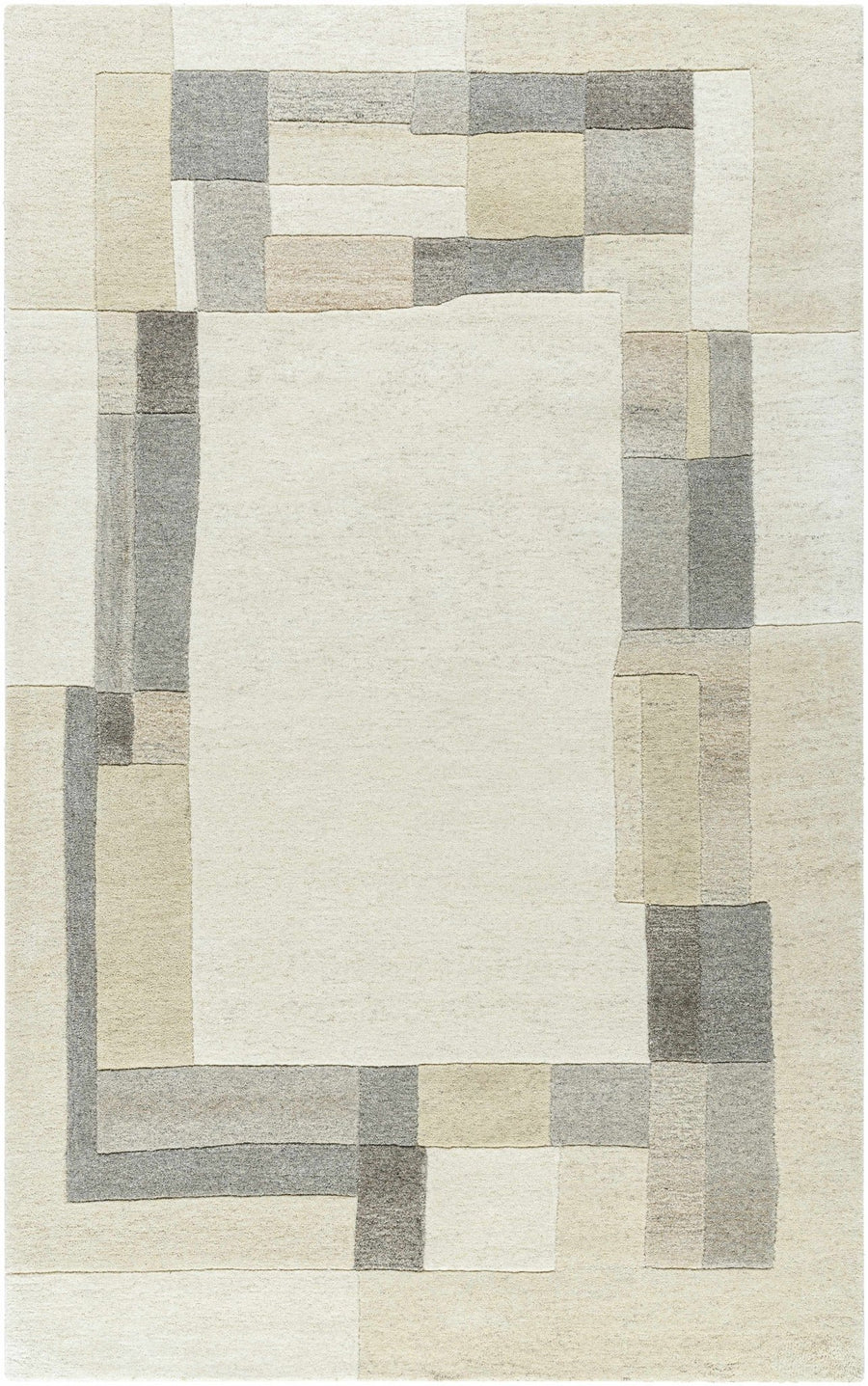Xylo Contemporary Geometric Design Ivory And Gray Hand Tufted Wool Area Rug - The Rug Decor