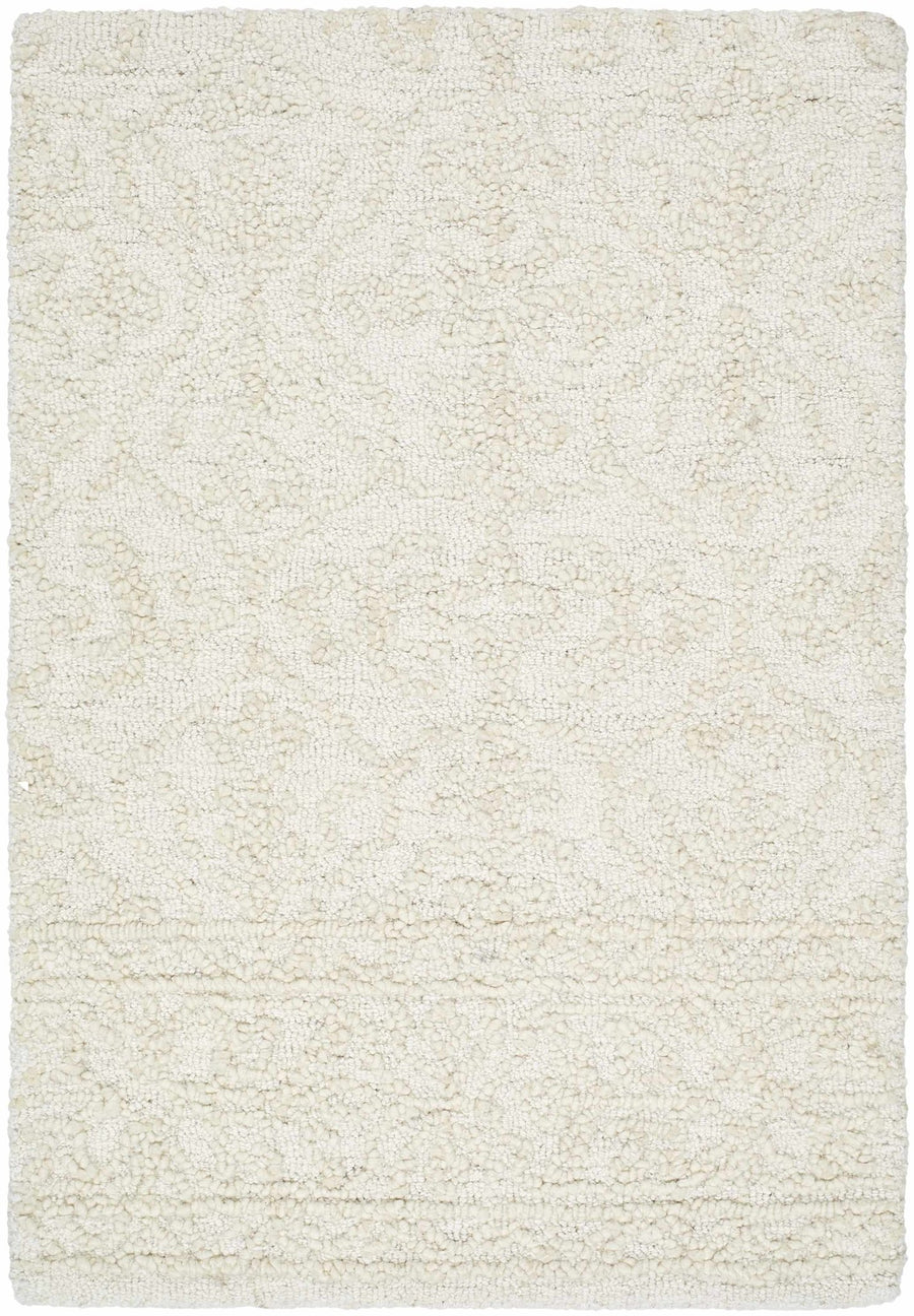 Yadid Contemporary Ivory And Cream Wool Area Rug - The Rug Decor
