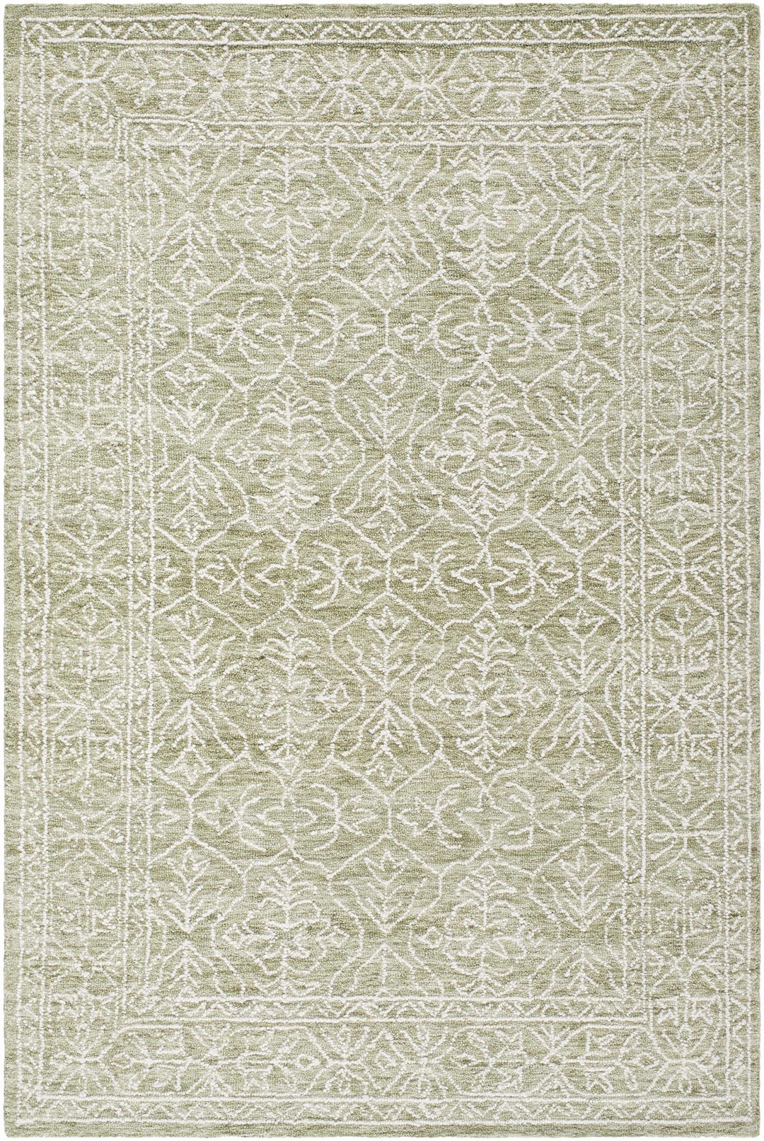 Yadid Traditional Green And White Wool Area Rug - The Rug Decor