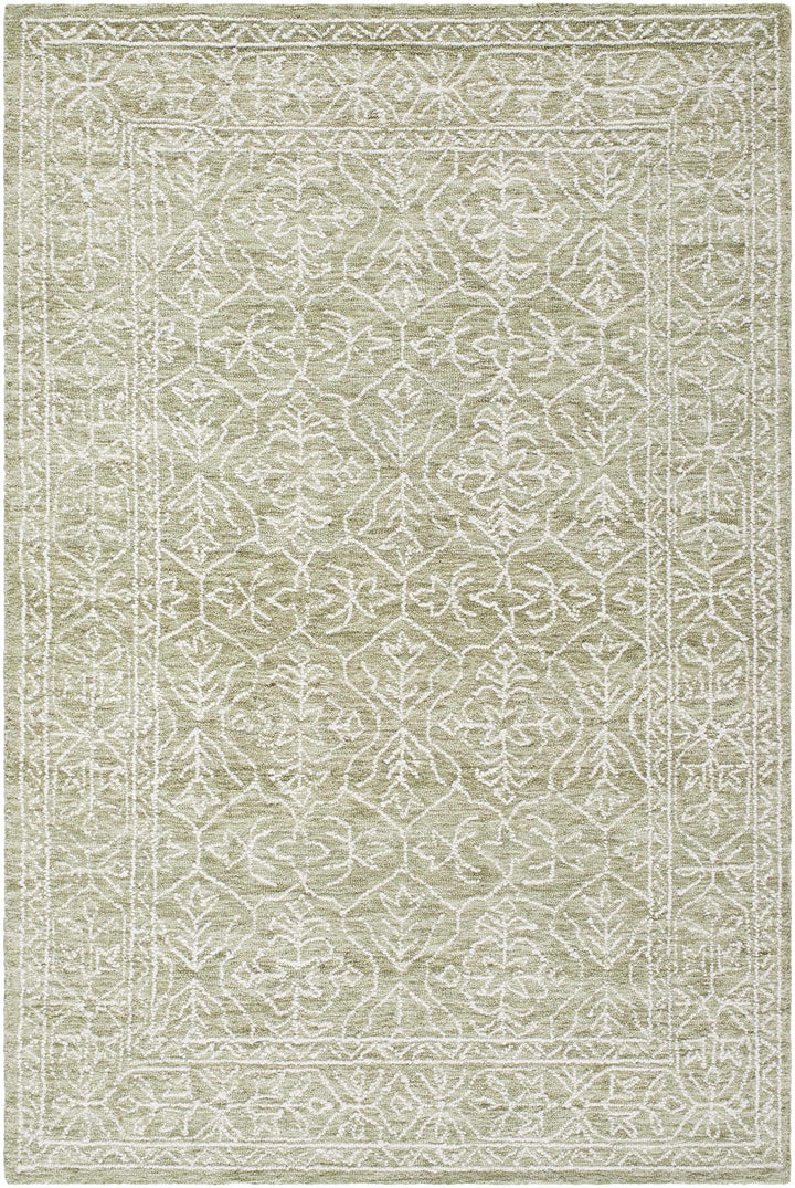 Yadid Traditional Green And White Wool Area Rug - The Rug Decor
