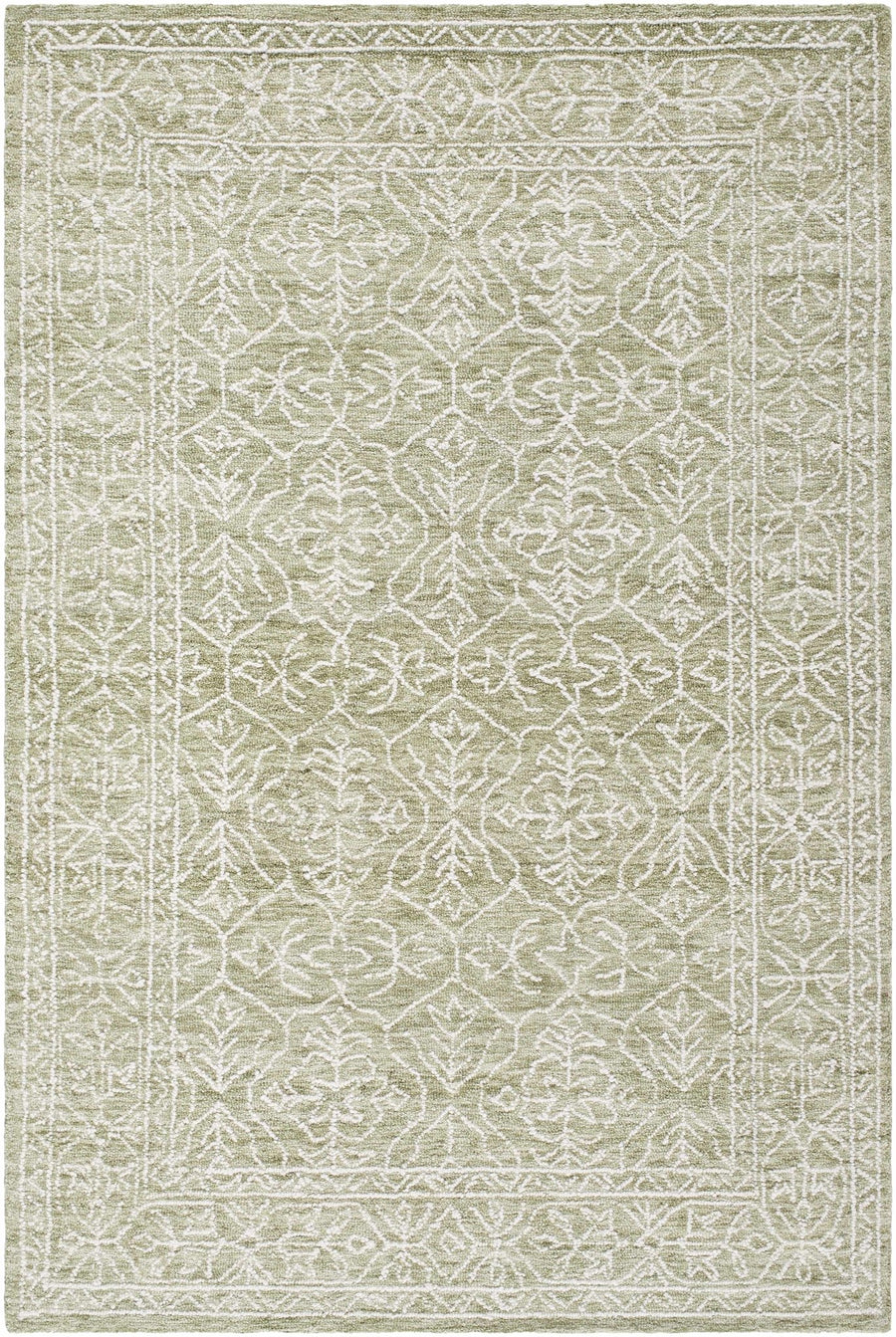 Yadid Traditional Green And White Wool Area Rug - The Rug Decor