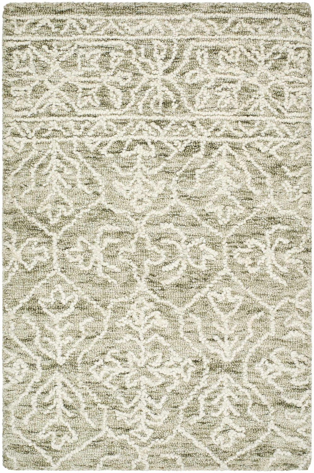 Yadid Traditional Green And White Wool Area Rug - The Rug Decor