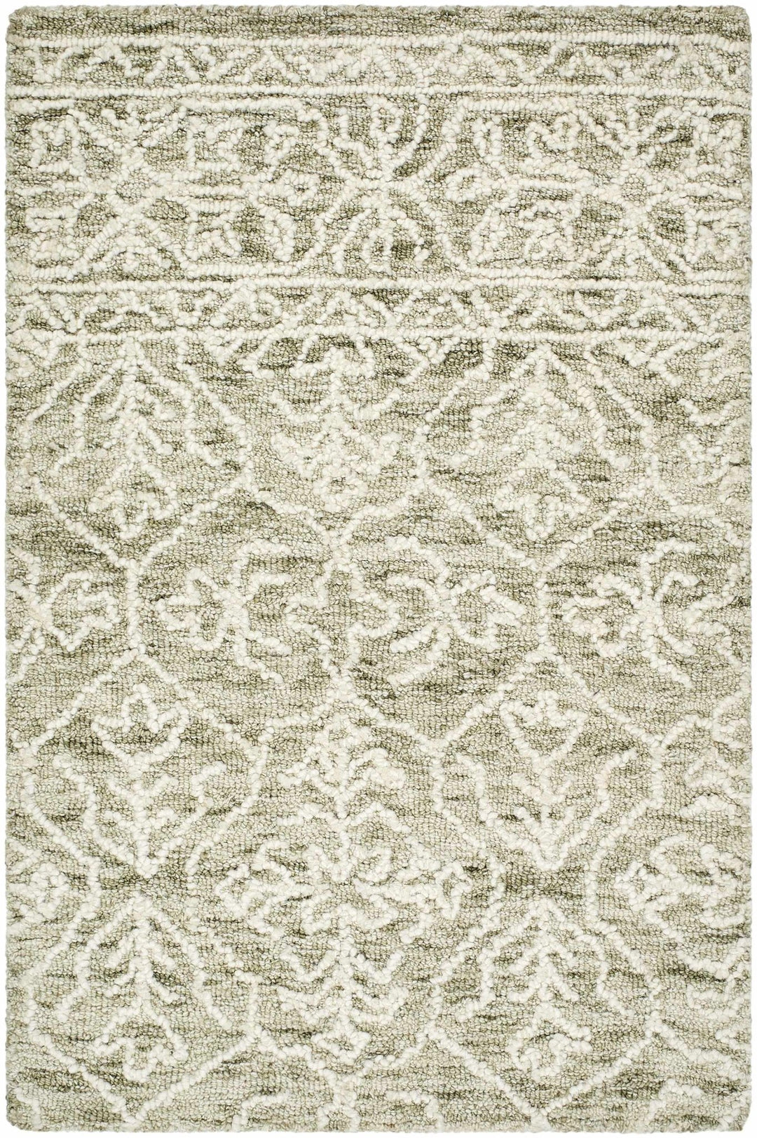 Yadid Traditional Green And White Wool Area Rug - The Rug Decor
